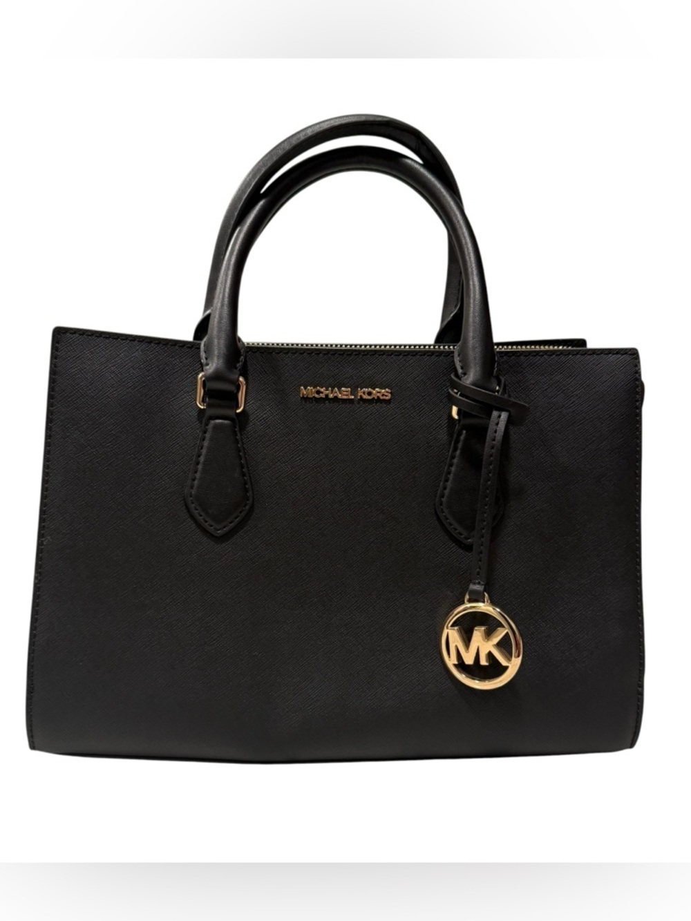 Michael Kors Black Saffiano Satchel with Gold Hardware